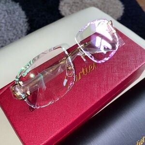 Cartier Glasses Custom Diamond Cut Clear iridescent tint